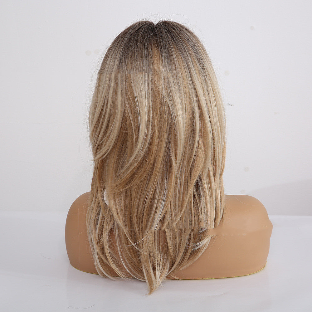 Long Golden Gradient Female Wig