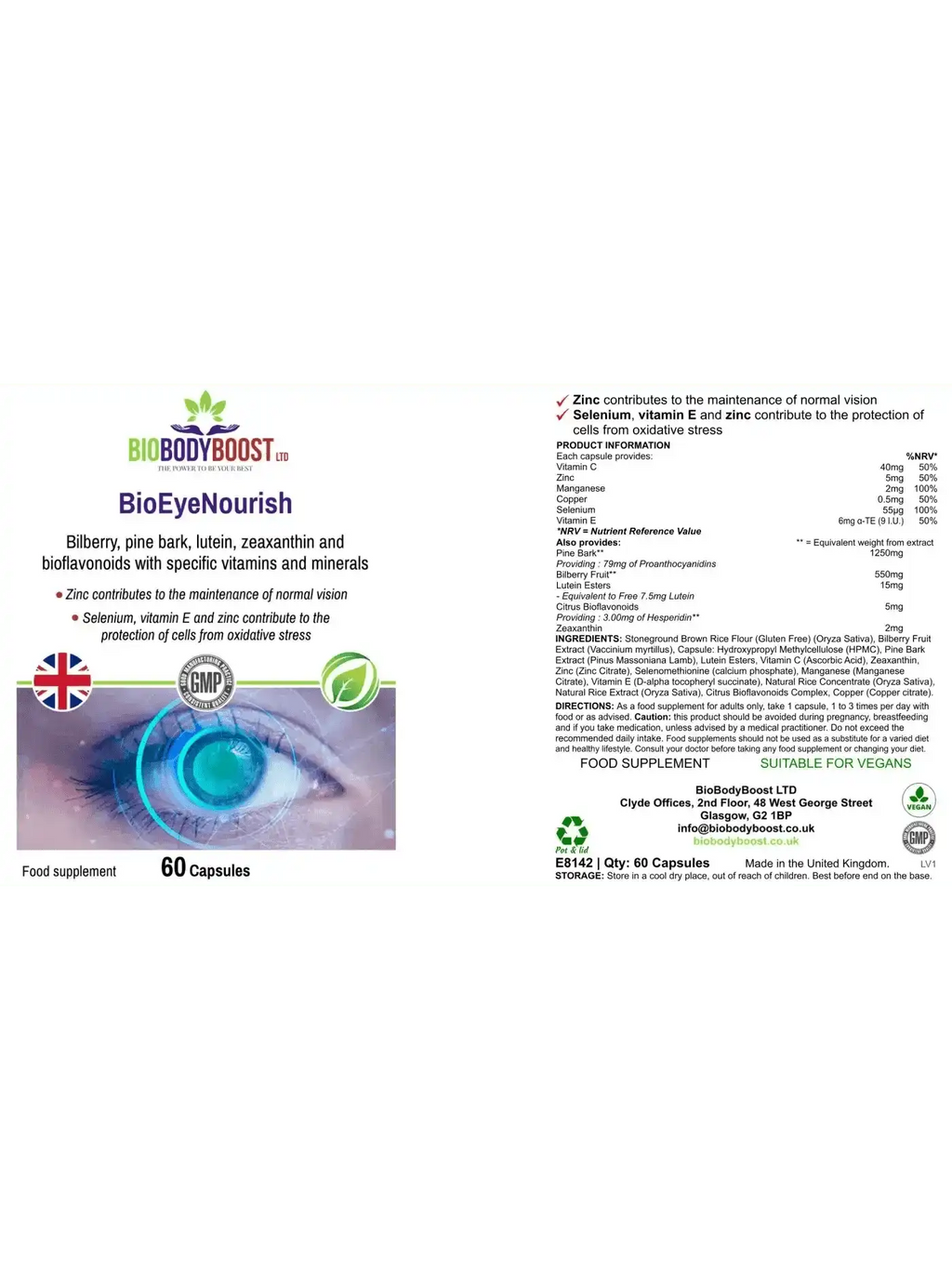 BioEyeNourish Vision Support Supplement | Enhance Eye Health with Bilberry & Lutein
