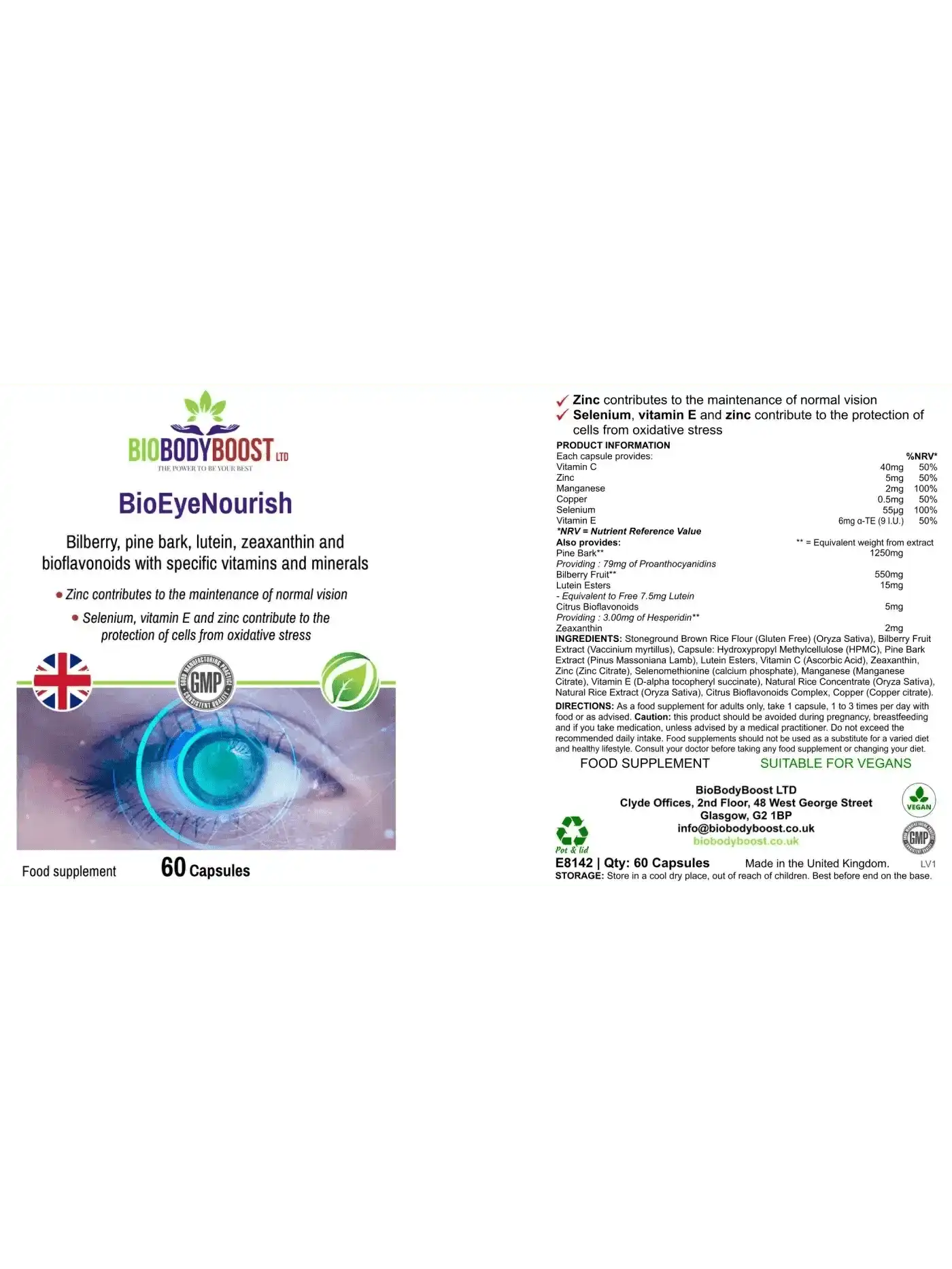 BioEyeNourish Vision Support Supplement | Enhance Eye Health with Bilberry & Lutein