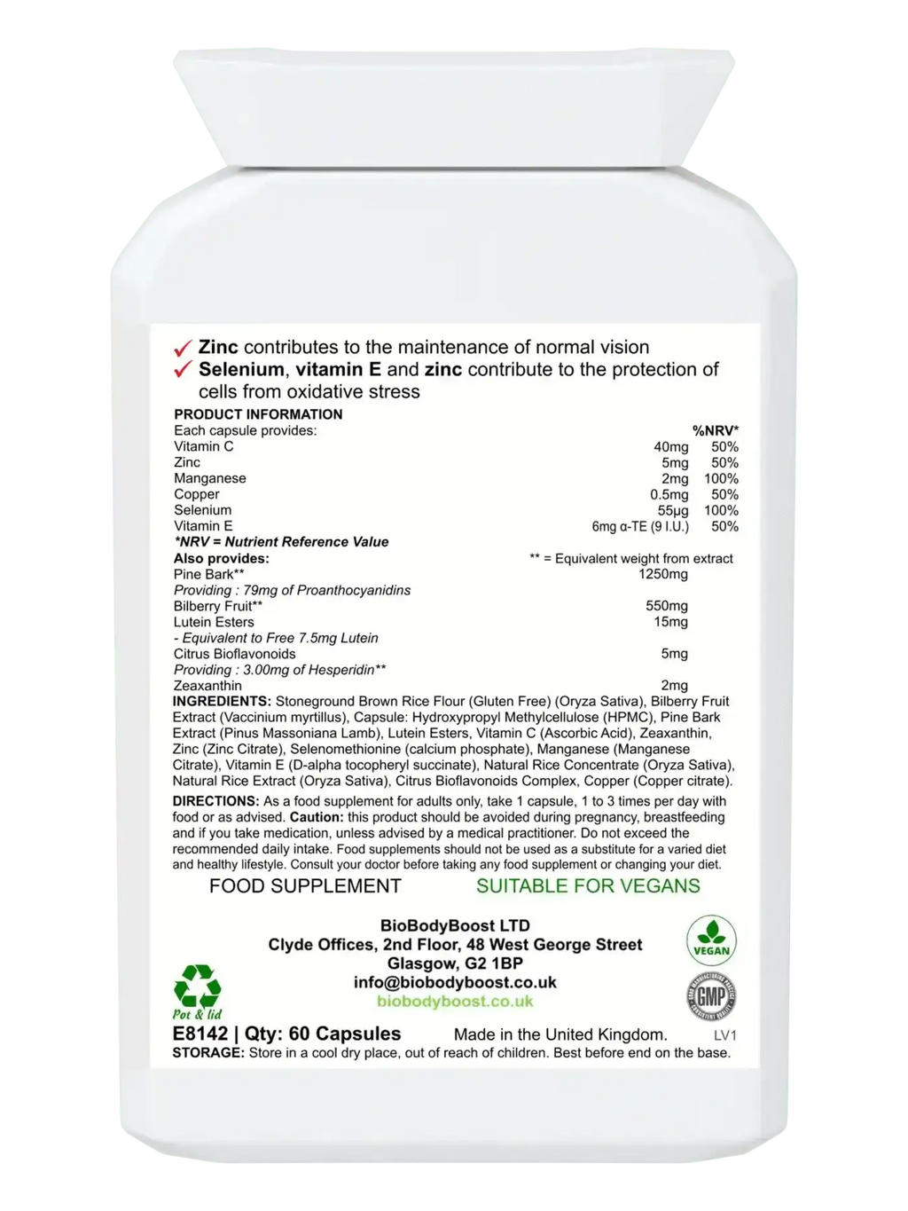 BioEyeNourish Vision Support Supplement | Enhance Eye Health with Bilberry & Lutein