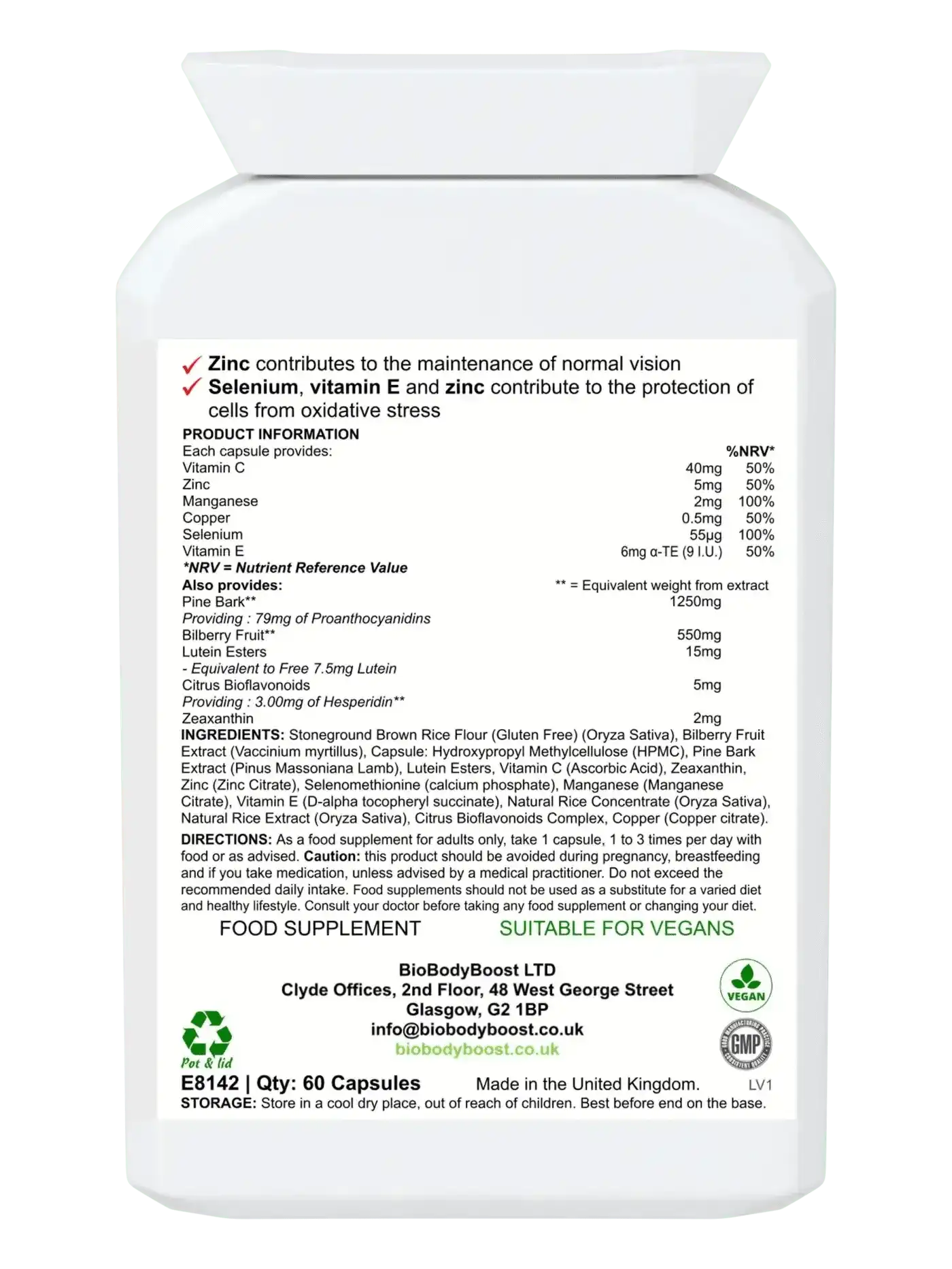 BioEyeNourish Vision Support Supplement | Enhance Eye Health with Bilberry & Lutein